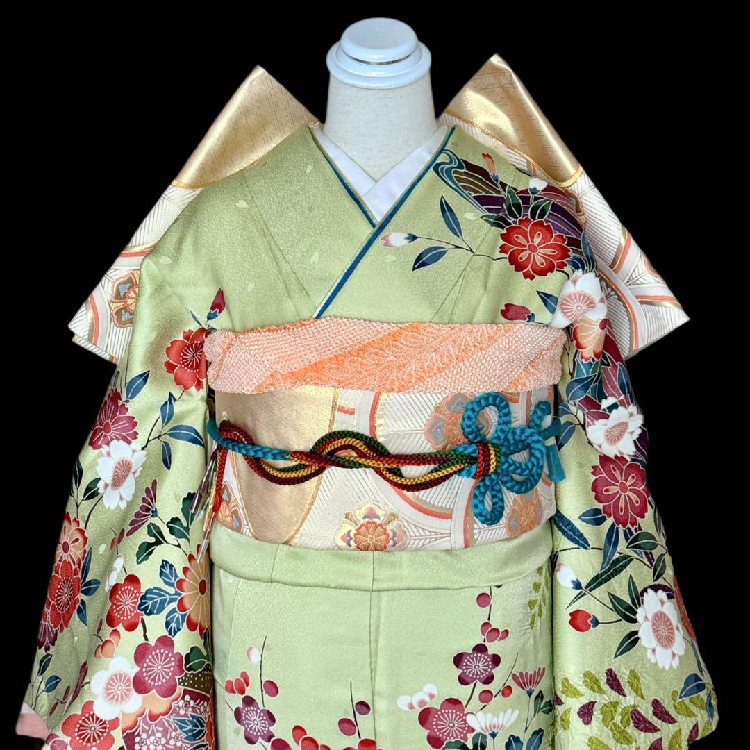 未使用品　振袖フルセット　トールサイズ　新品長襦袢　グリーン　161〜176cm