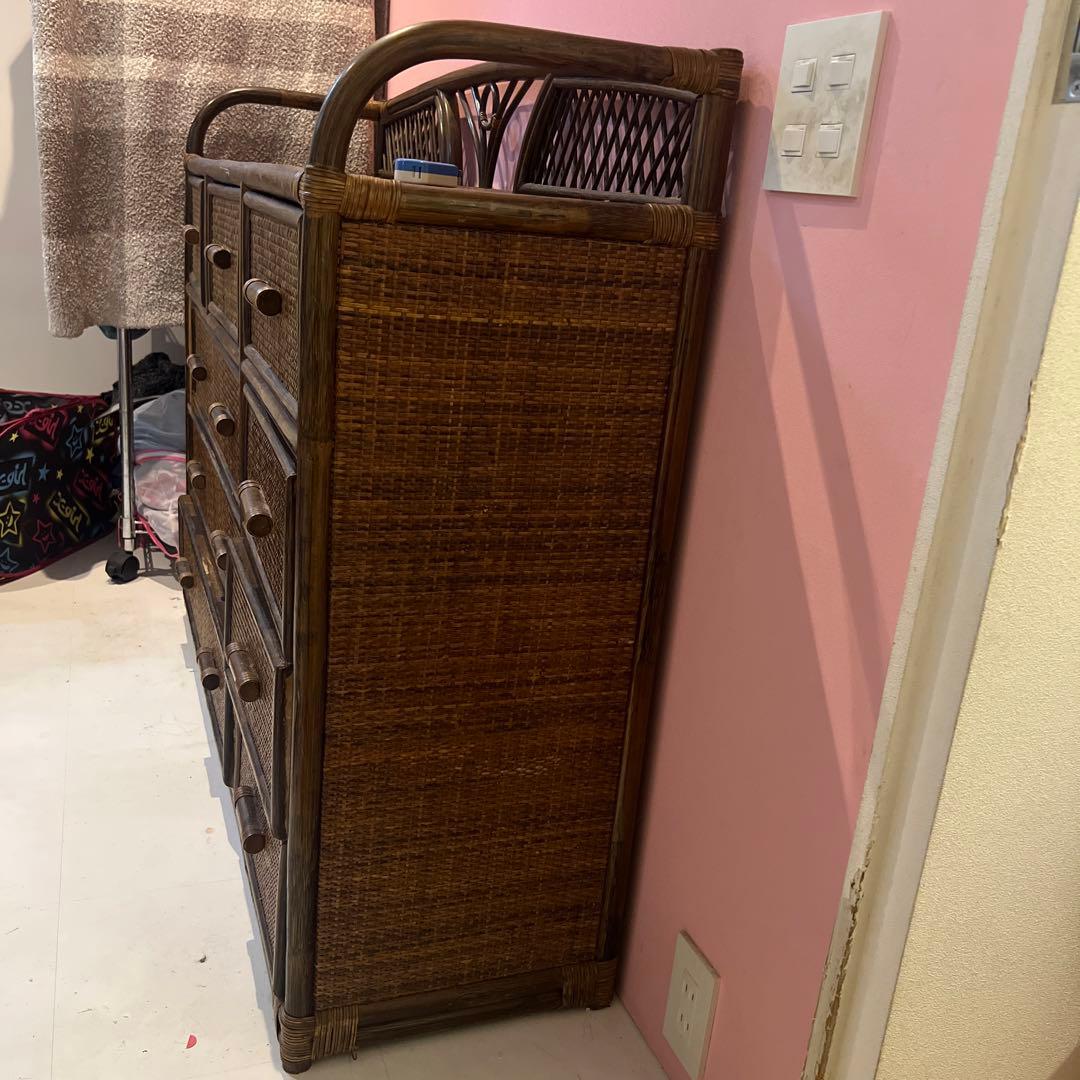 ヴィンテージ　ラタンチェスト　アジアン家具
