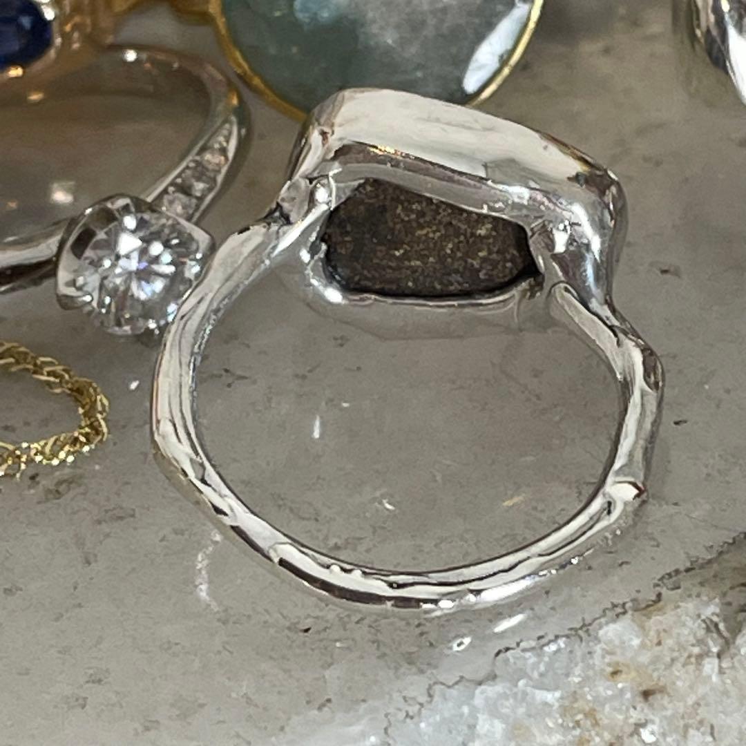 ハンドメイド　シルバー925 　シルバーリング ボルダーオパール