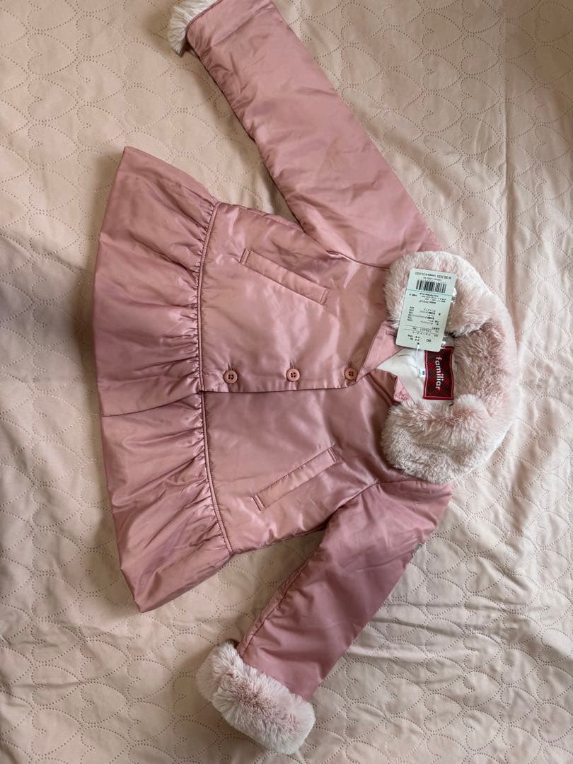 familiar ファミリア ショート中綿コート ピンク 週末限定セール・:*