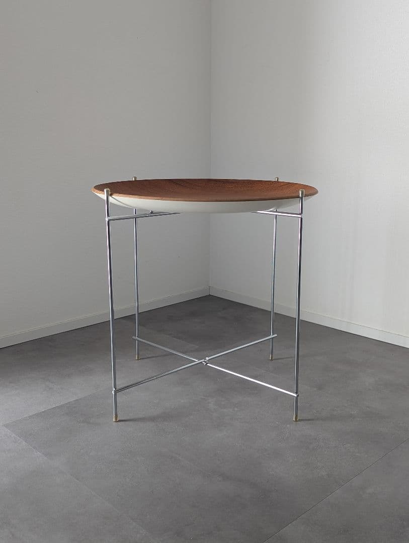 USED/北欧 モダン ウッドトレイ フォールディング　サイドテーブル