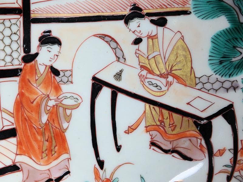 古伊万里　金襴手　唐人美人図　膾皿　５客　615AS-AEy