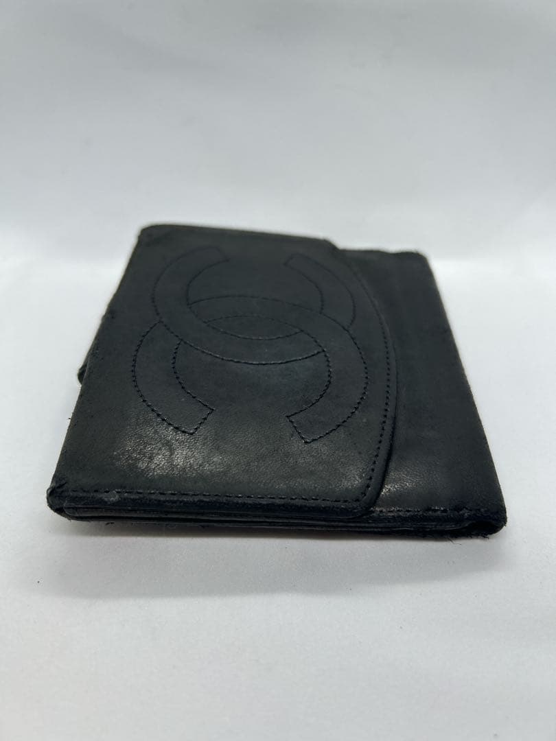 CHANEL　シャネル　二つ折り財布　ラムスキン　ココマーク ブラック /713