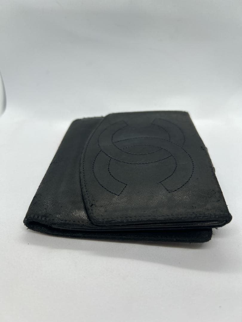 CHANEL　シャネル　二つ折り財布　ラムスキン　ココマーク ブラック /713