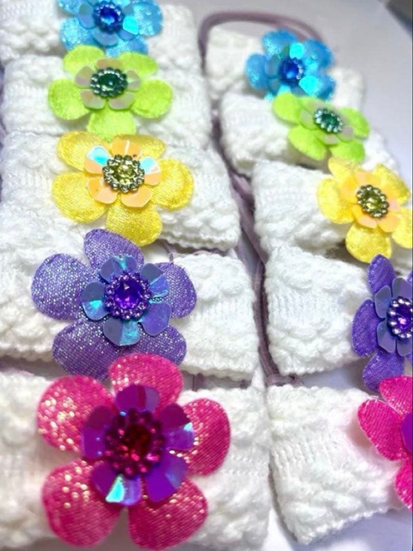 トリミングチョーカー　ニットリボン　フラワー