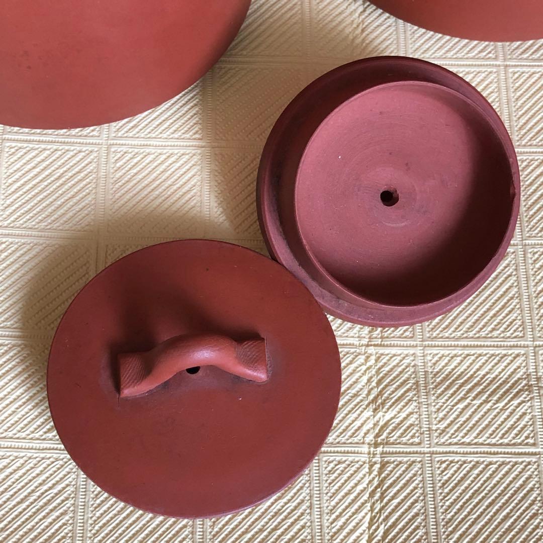 初代常山作　常滑焼土瓶壱対　朱泥　瓶　骨董品　年代物　古物　名工　在名印有