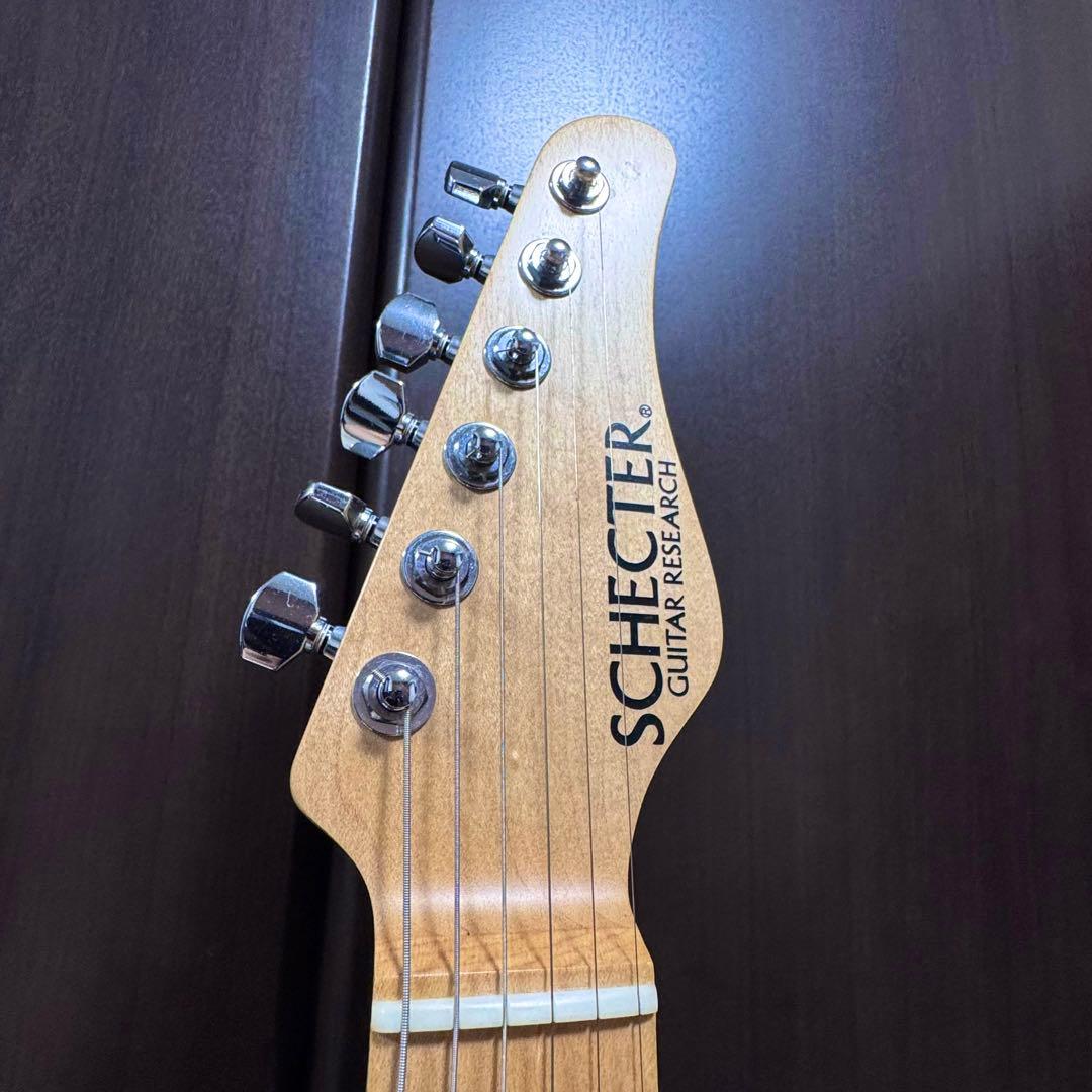 Schecter ギター　青　ストラトタイプ　ロックペグ
