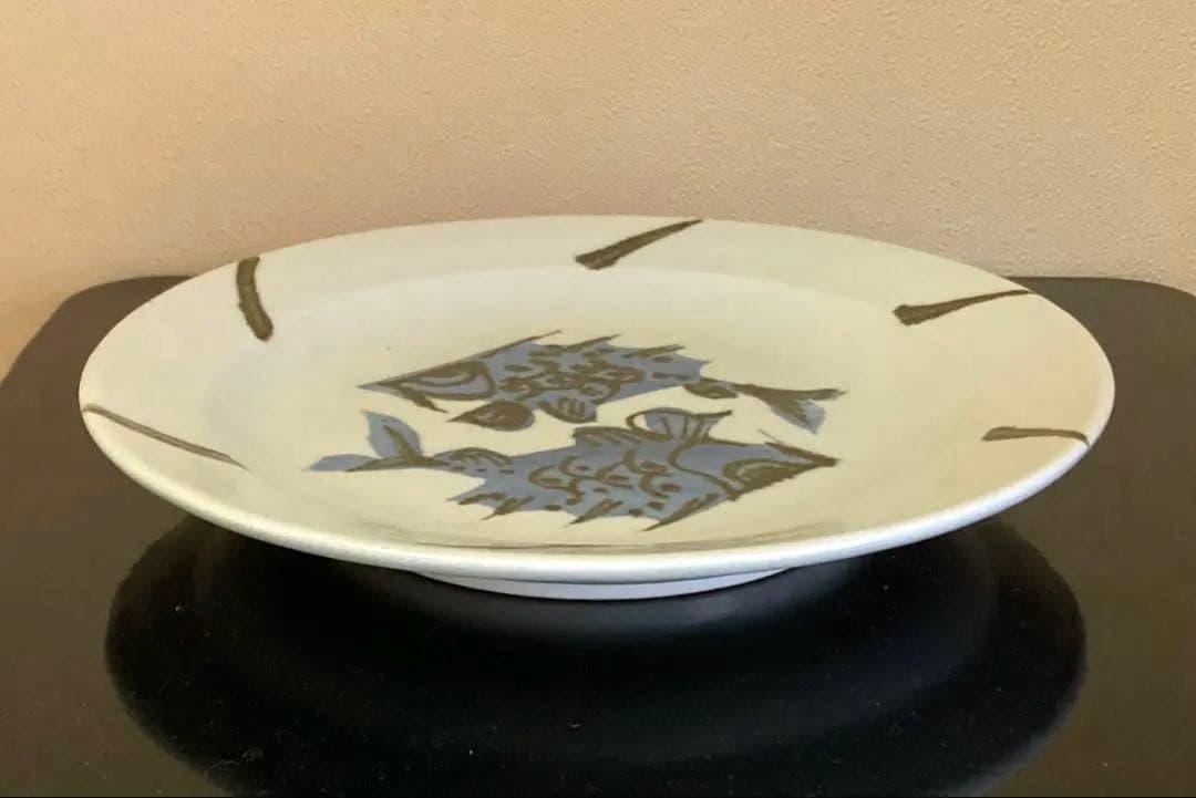 民藝 益子焼 瀧田項一 染付 双魚文皿 飾り皿 元箱 栞付き 1枚