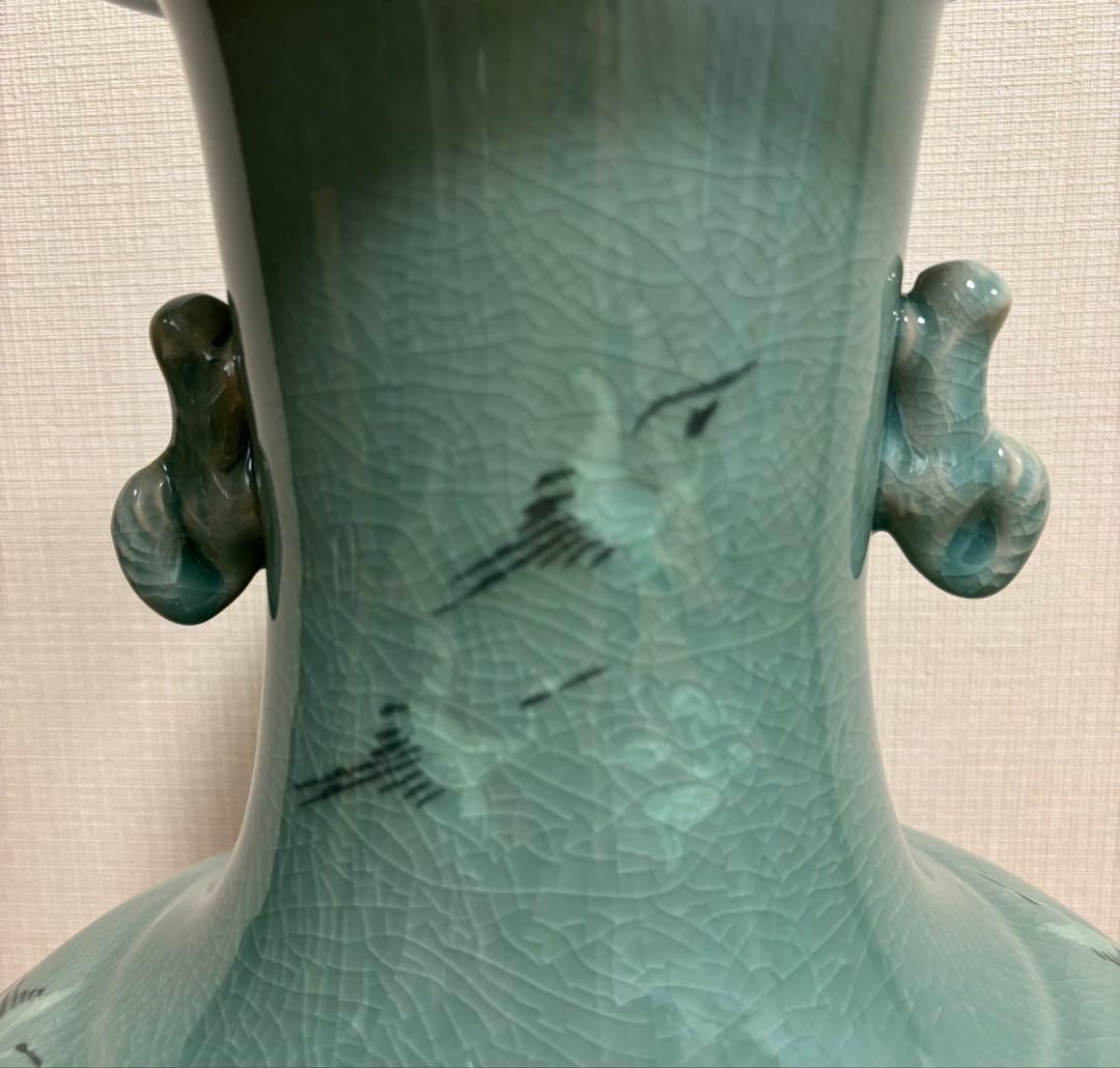 高麗青磁　天眞 壺（高さ40cm）透かし彫り