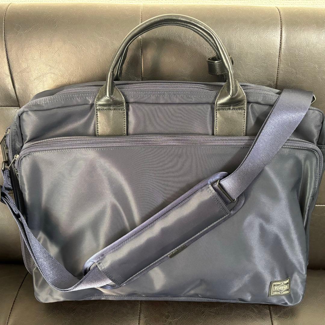 【極美品】PORTER ポーター タイム 3WAY ブリーフケース ネイビー