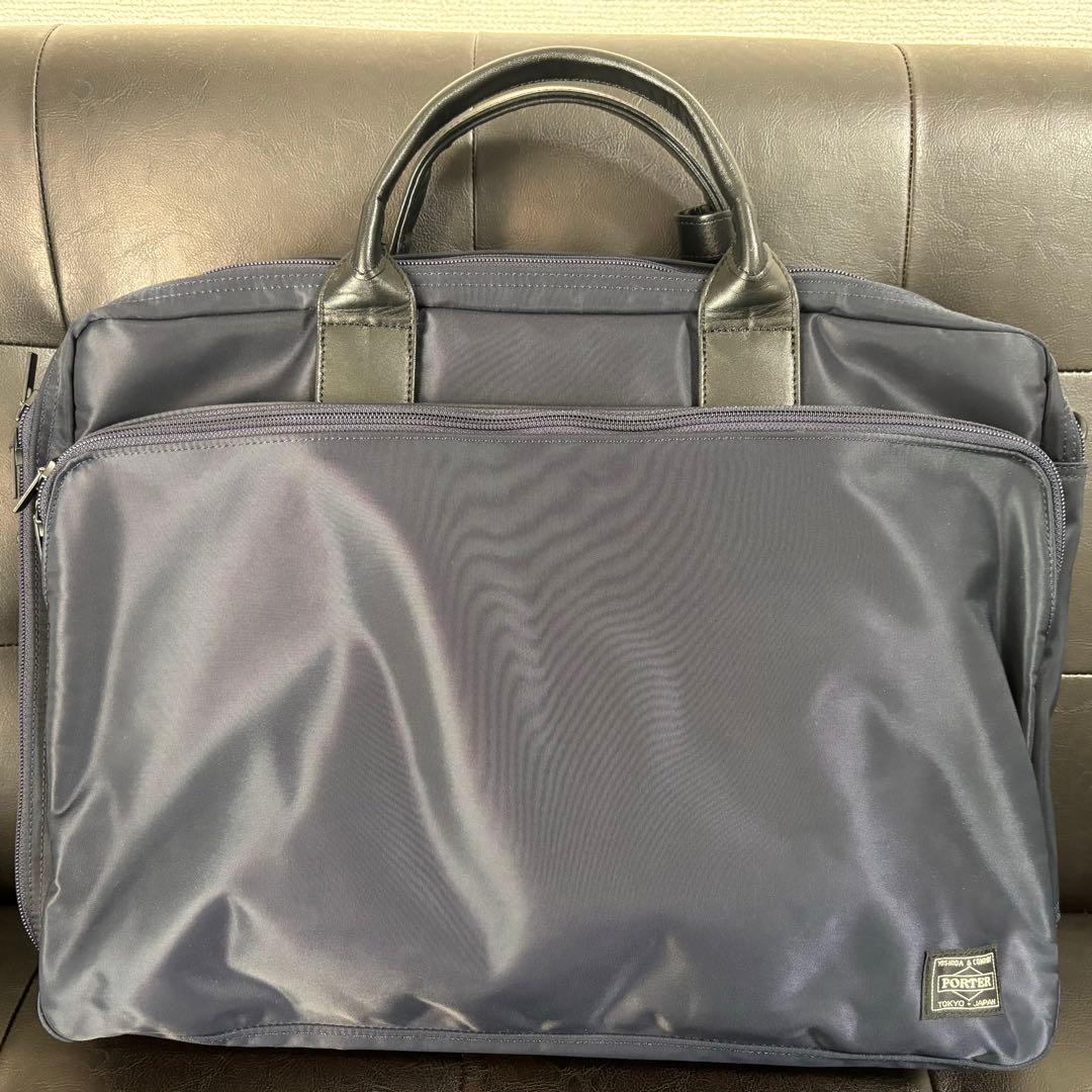 【極美品】PORTER ポーター タイム 3WAY ブリーフケース ネイビー