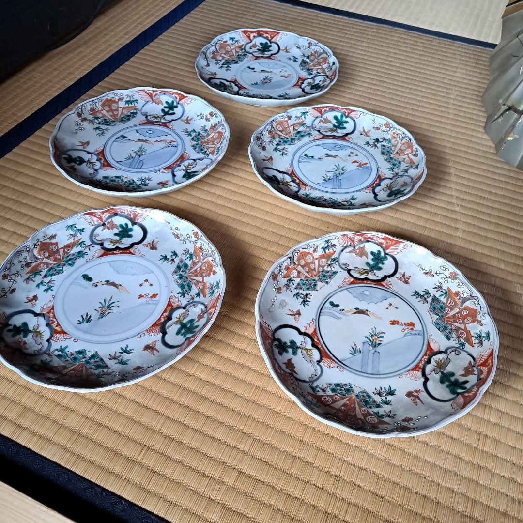 明治から昭和初期の伊万里焼皿５枚組