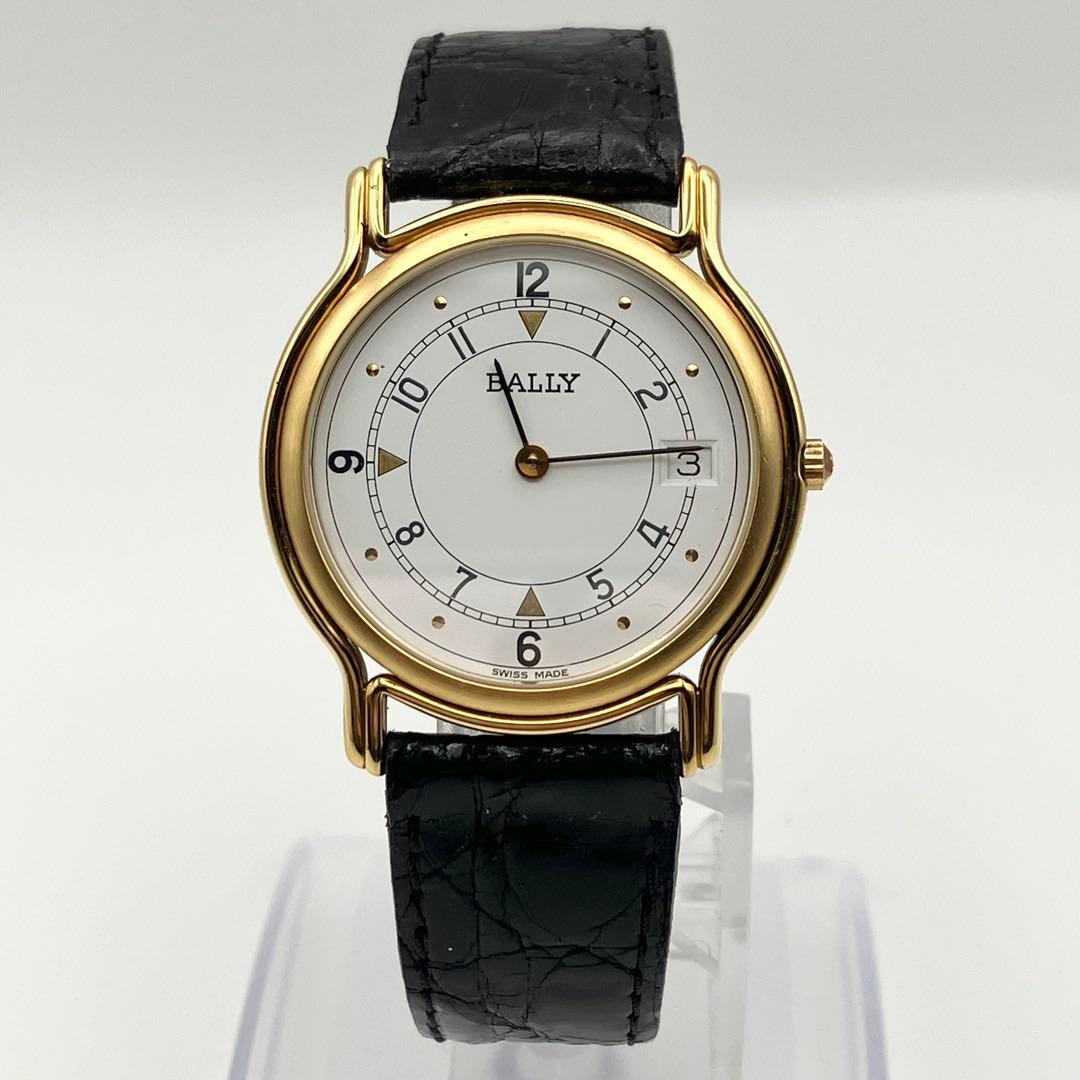 バリー BALLY 腕時計 メンズ　クォーツ デイト　ラウンド レザーベルト