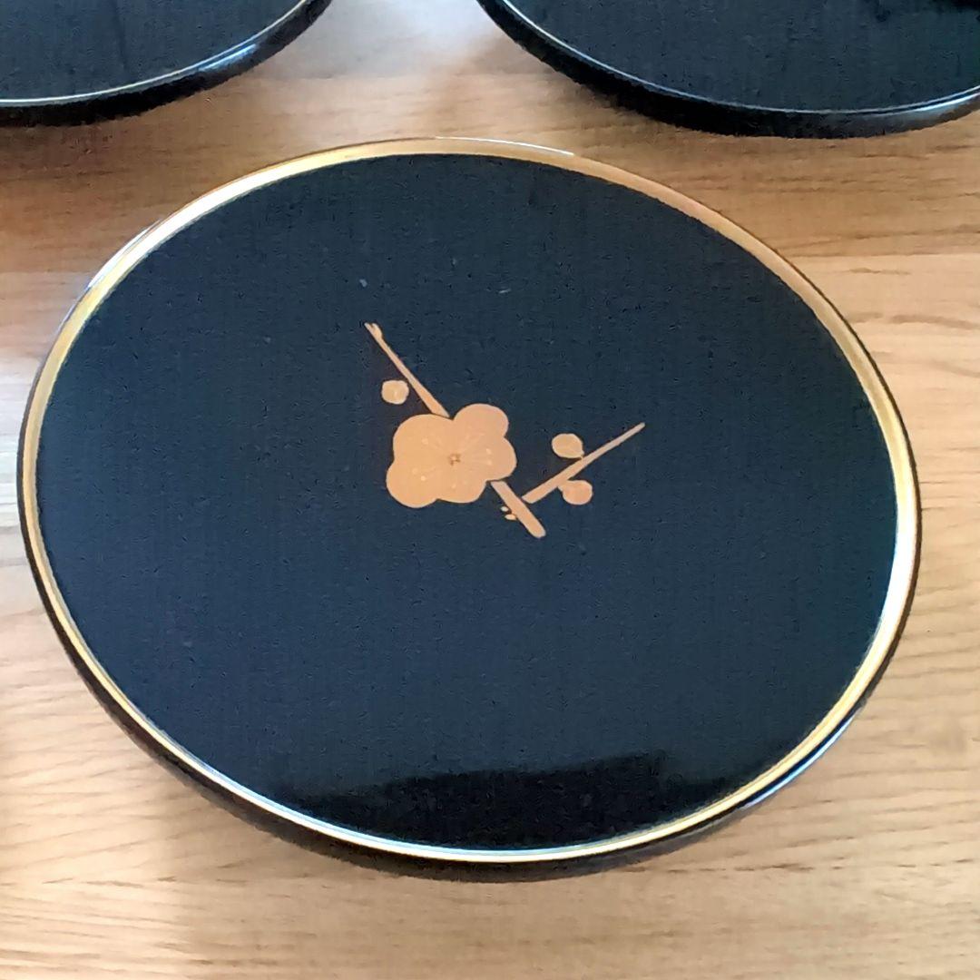 輪島塗 五聖蒔絵銘々皿5枚セット 金箔蒔絵装飾 共箱説明書き付