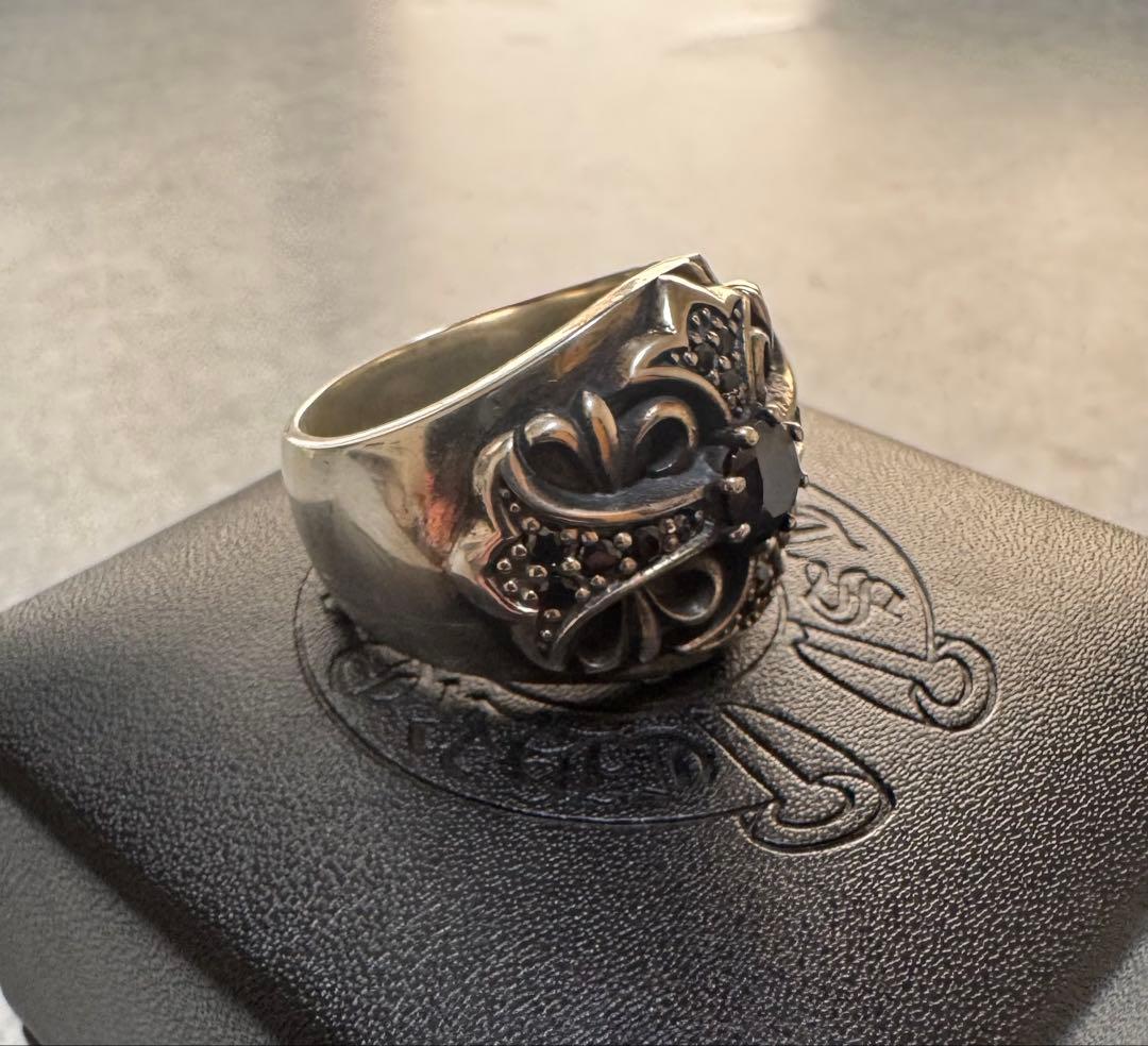 †クロムハーツ† フローラルクロスリング　22号　シルバー925 天然パヴェ