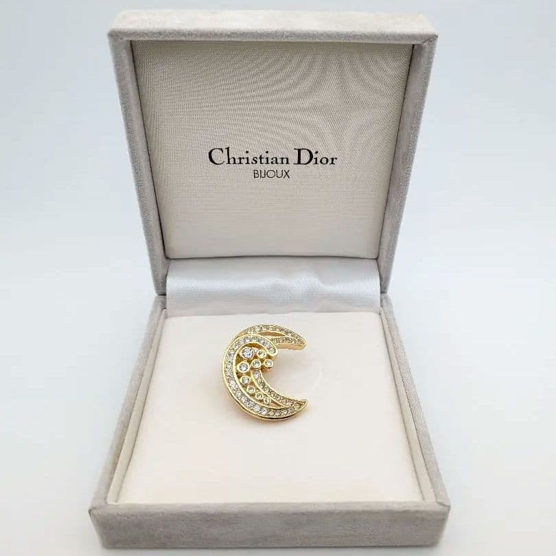 美品 Christian Dior ディオール ヴィンテージ ムーン ブローチ