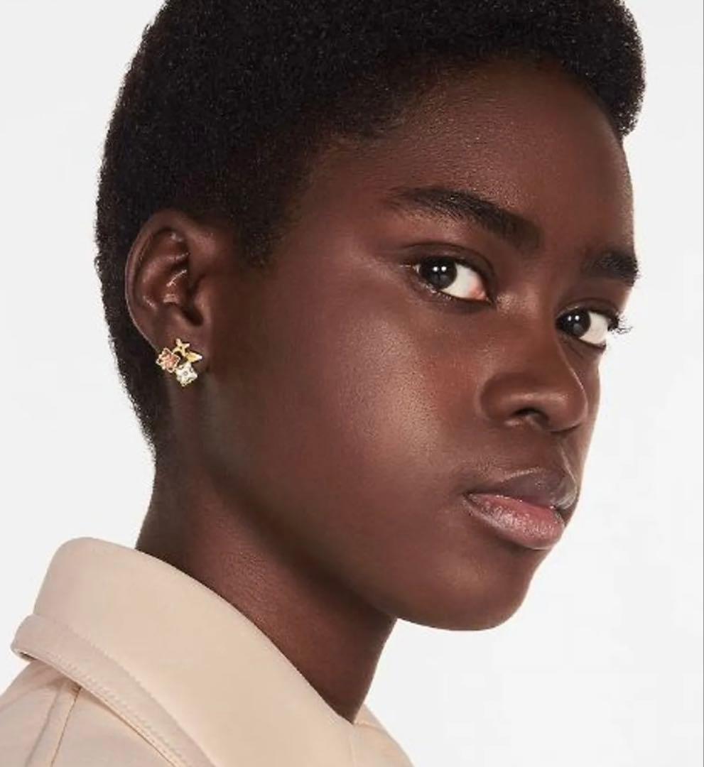 ルイヴィトンゴールド 花モチーフ ピアス(両耳用)