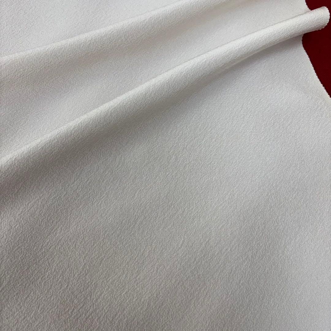 松寿縮緬　浜ちりめん織　12m 白地反物　未使用極美品