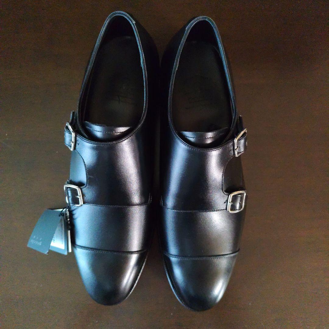 新品未使用　ボックスカーフ五大陸ダブルモンクストラップ ドレスシューズ宮城興業製