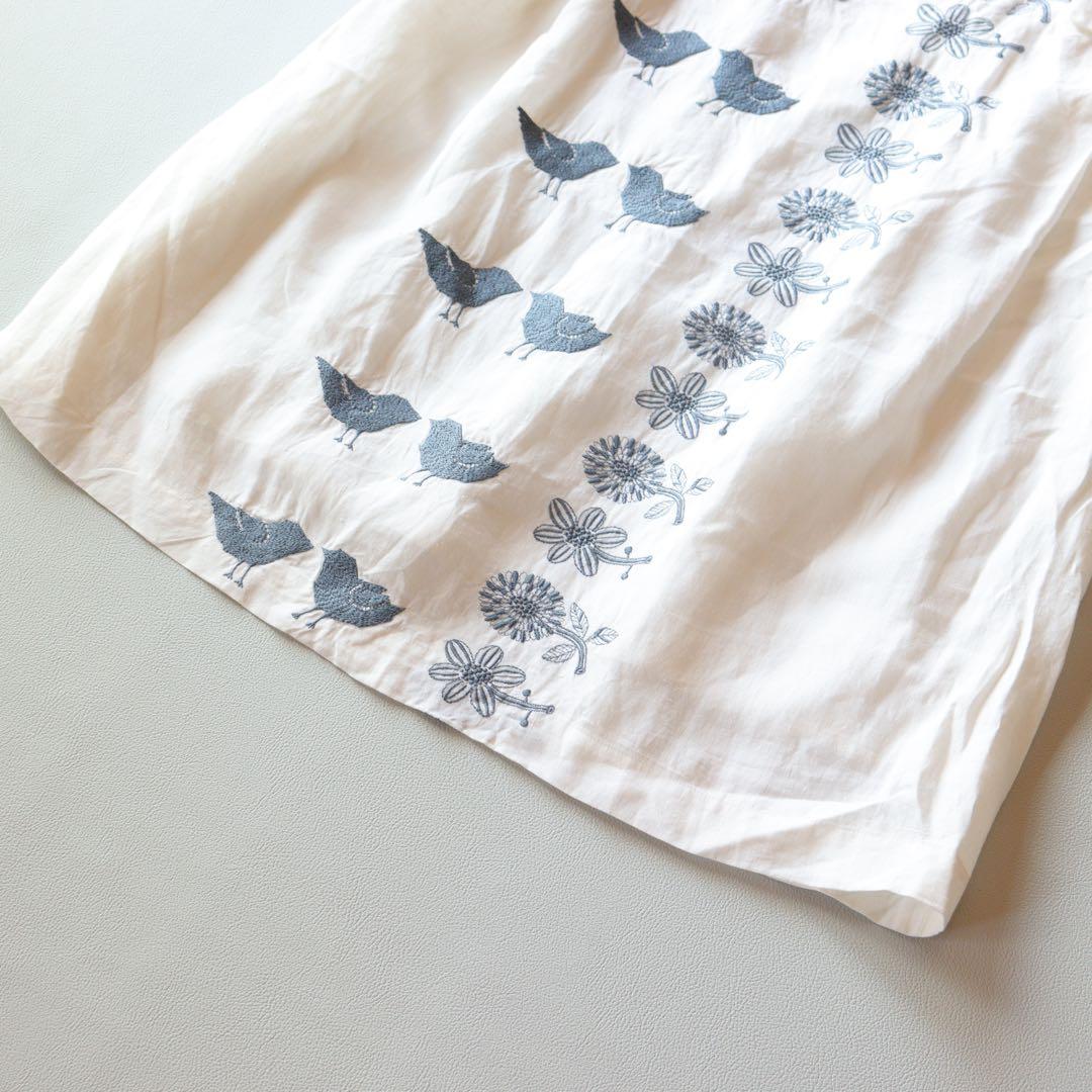 5270【美品】ミナペルホネン リネンスカート tori to hana 刺繍