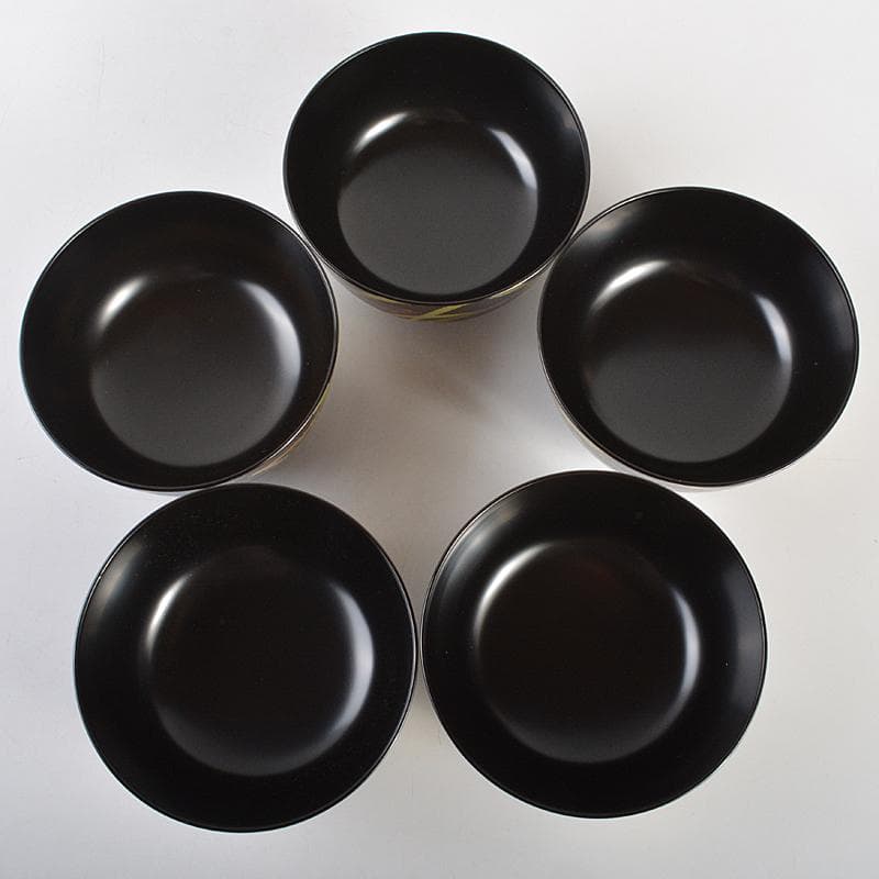 茶道具　山中塗　塗師　辻石斎造　糸目尾花椀　五客　共布共箱　U　R7473