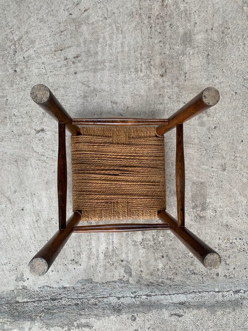 アンティーク ラッシュ スツール 縄編み チェア 民芸家具 椅子 No.5