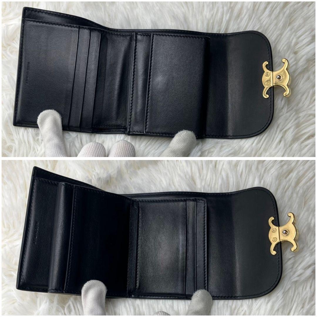 美品 セリーヌ 折り財布 トリオンフ フラップ スモールウォレット