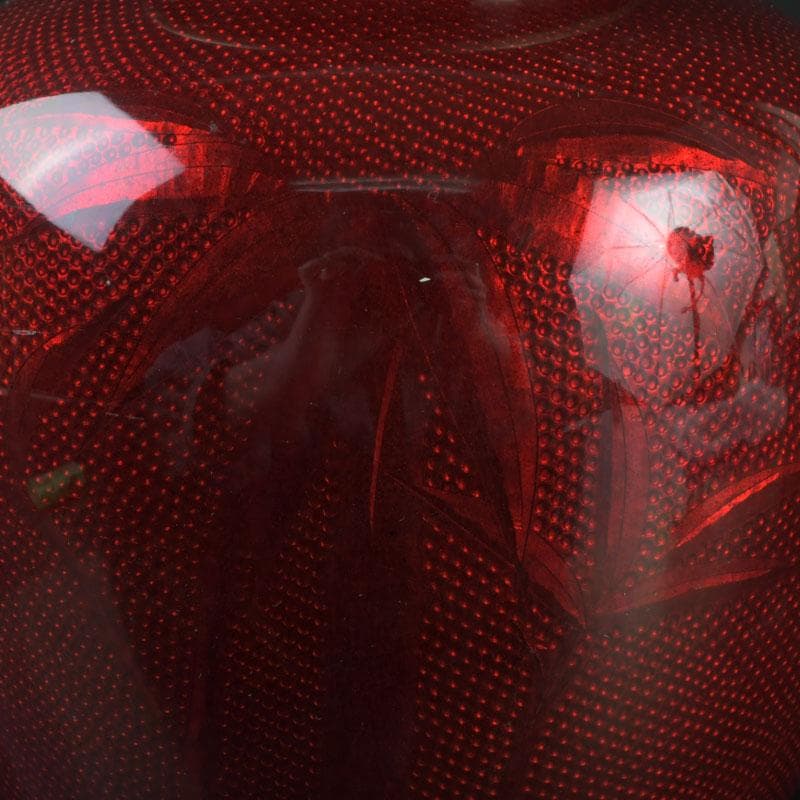 七宝焼　赤透釉　花文　花瓶　V　9604