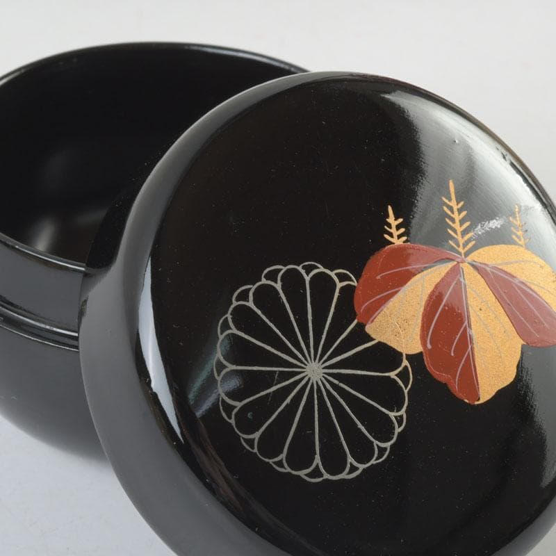 茶道具　桐木地本漆塗　利休茶箱　茶碗　棗　香合など　八点　一式　M　9549