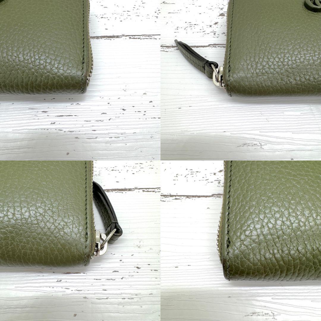 未使用級　グッチ　ケース　マーモント　GG　レザー　カーキ