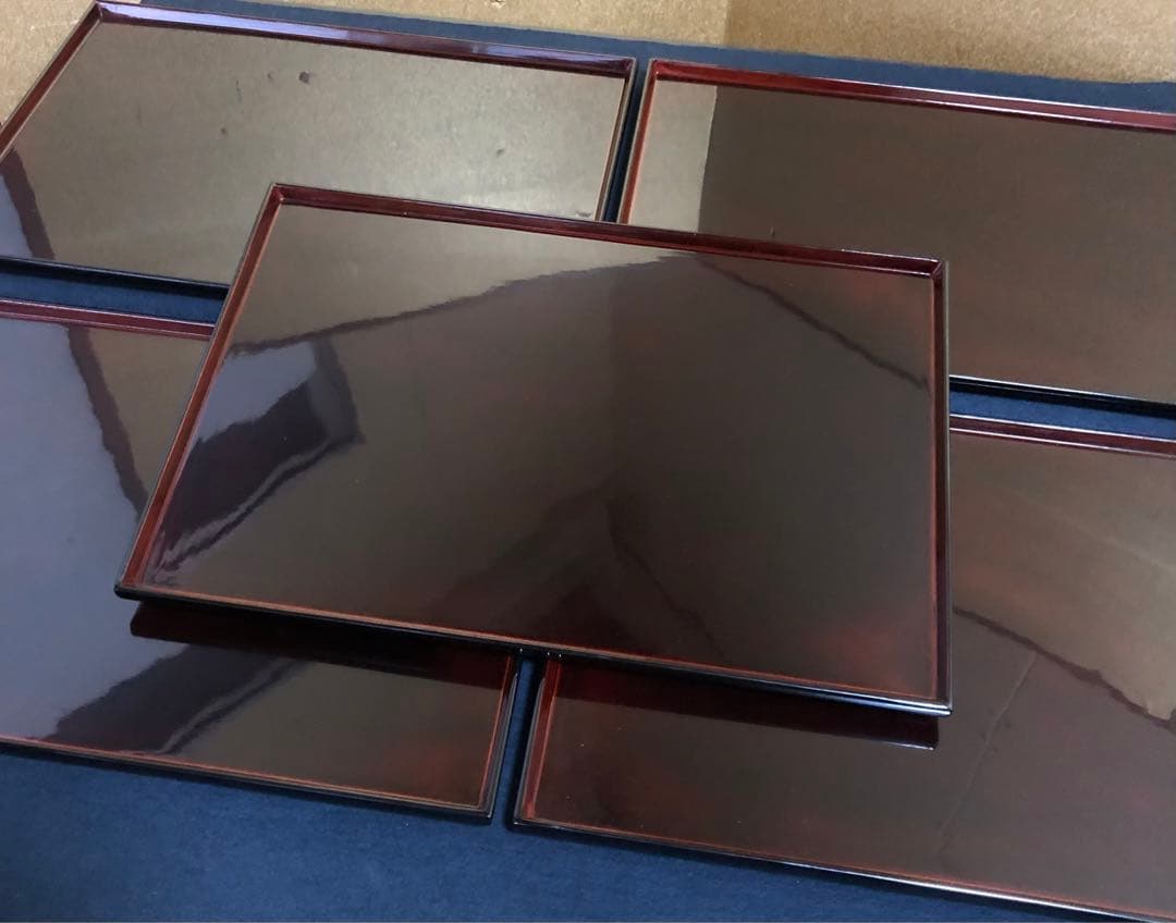 《R》輪島塗 溜塗 卓上膳5客 林漆器店 共箱　251225か3