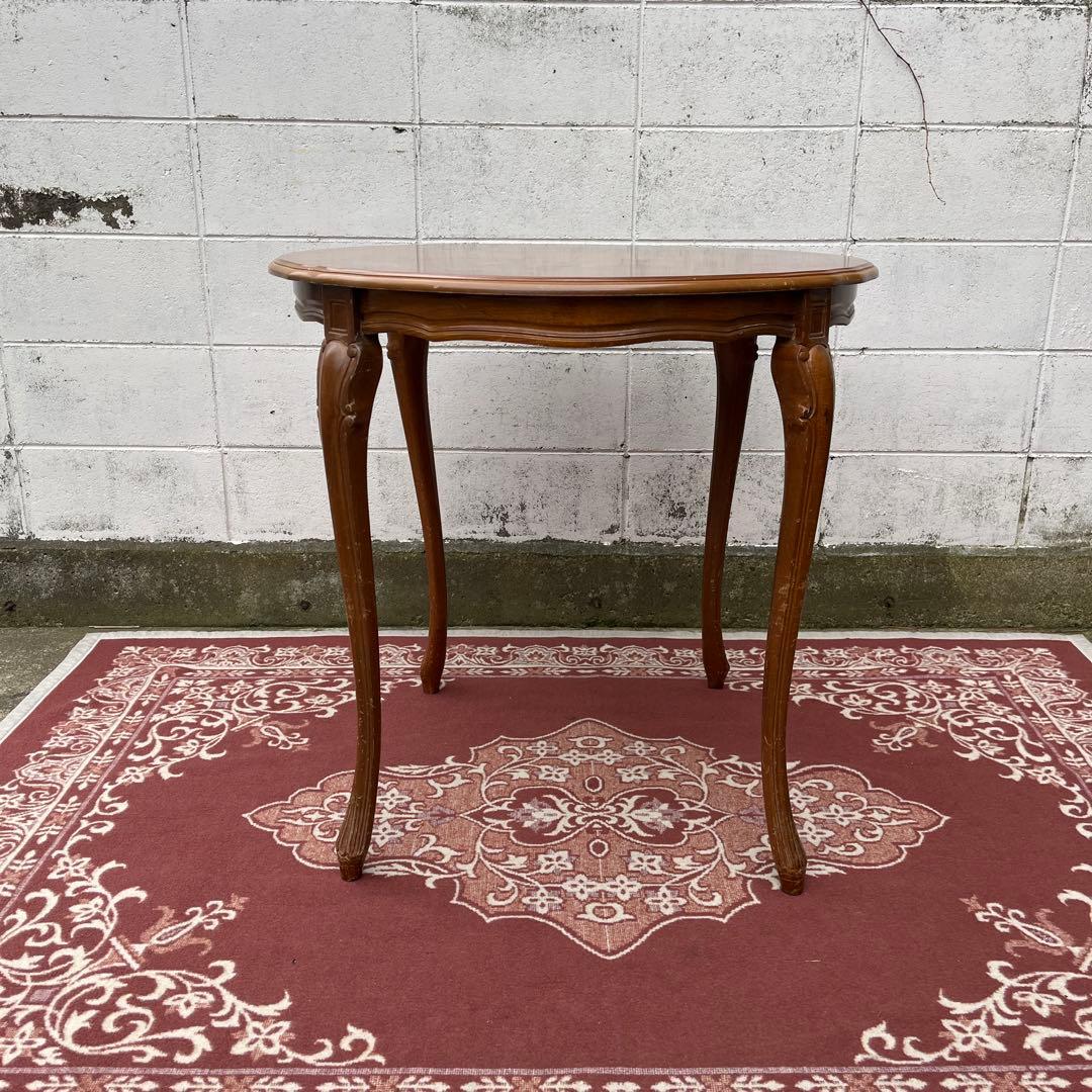 ビンテージ古家具◾️象嵌デザイン×猫脚 ラウンドテーブル 丸テーブル アンティーク