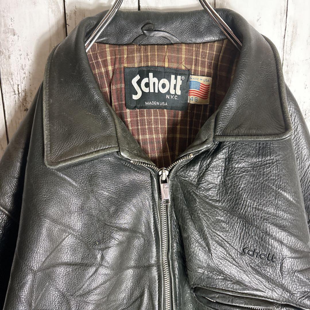 90s schott ショット シングルライダース レザージャケット 古着□