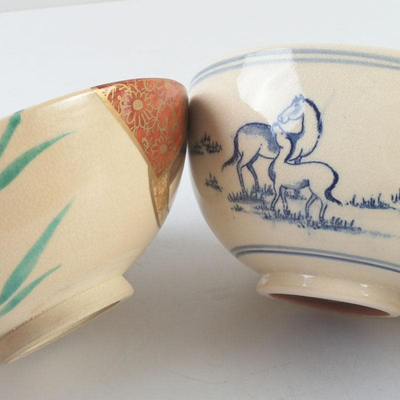 京焼　瑞雲窯　東雲窯など　茶碗　八客　清閑寺窯　杉田祥平箱付　M　9315A