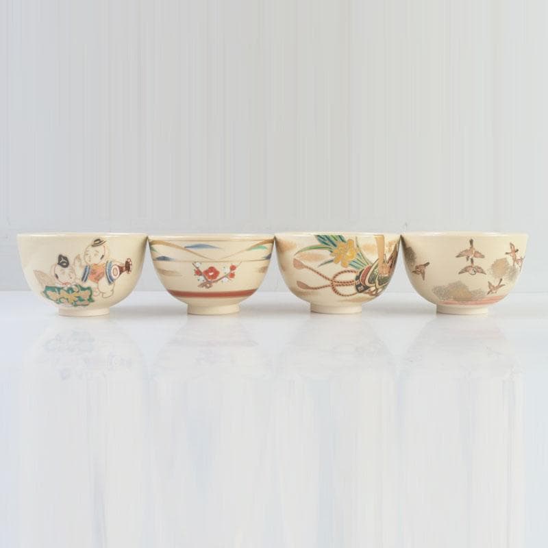 京焼　瑞雲窯　東雲窯など　茶碗　八客　清閑寺窯　杉田祥平箱付　M　9315A