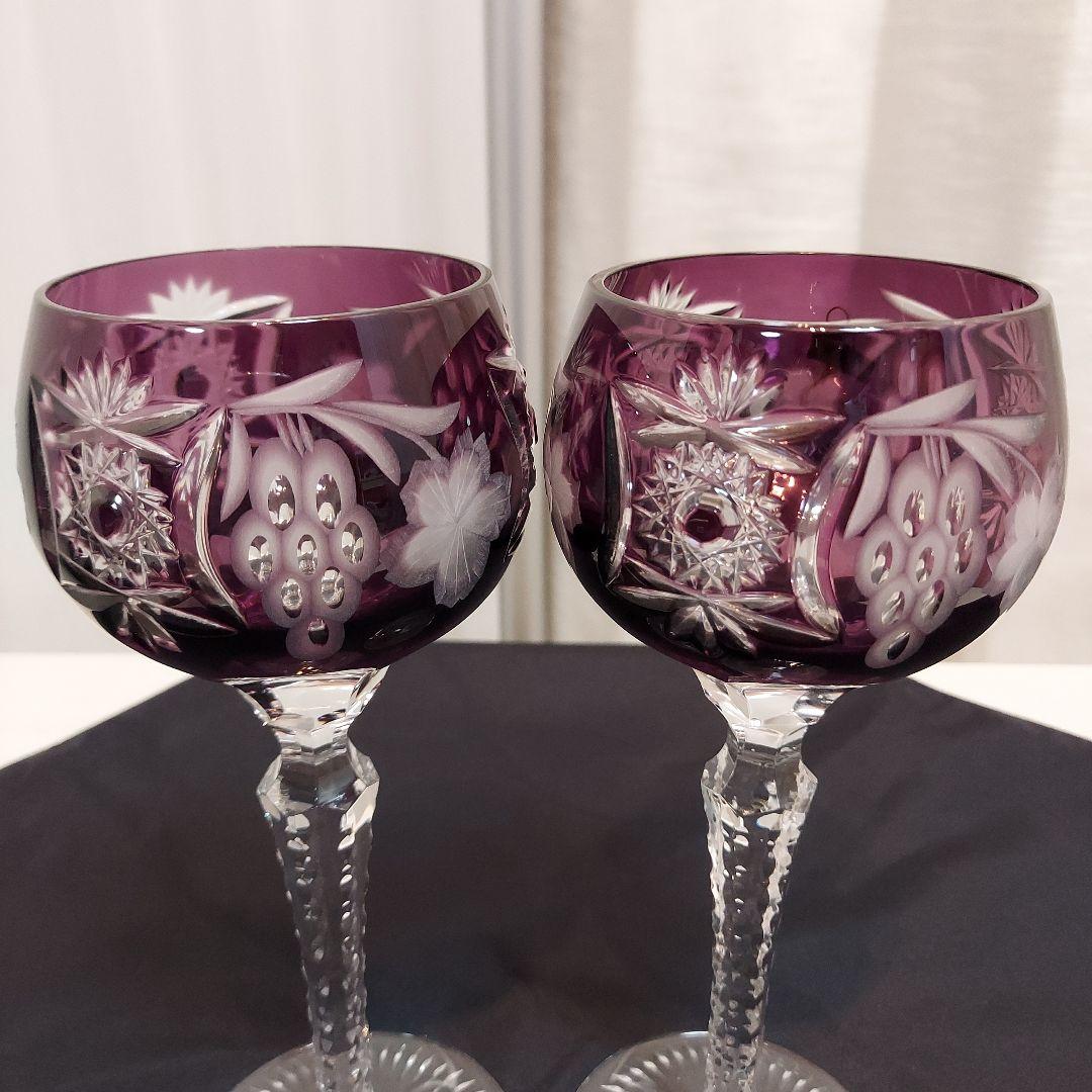新品未使用　CRYSTAL DONAU　切子 ワイングラス　2個