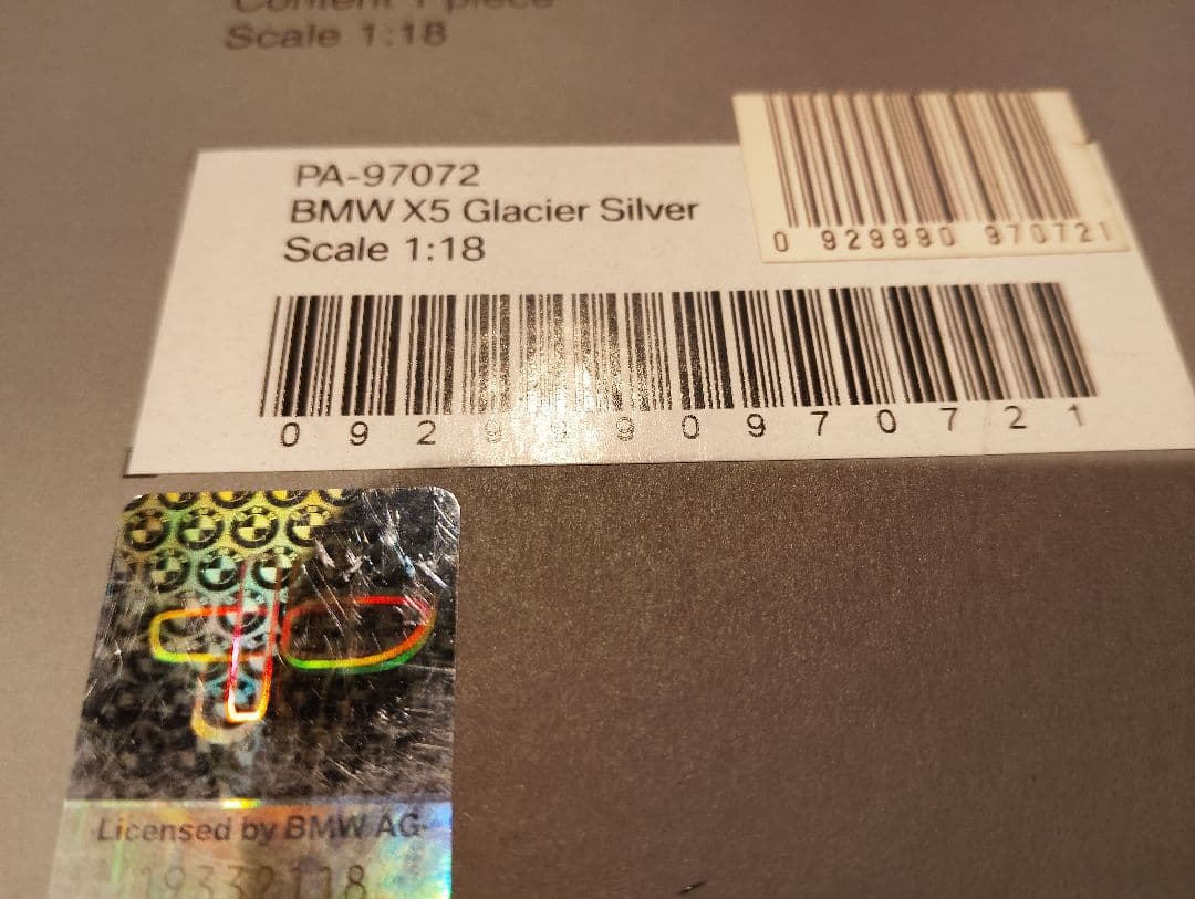 1/18 パラゴンモデル　BMW X5　ディーラー　ミニカー　グレイシアシルバー