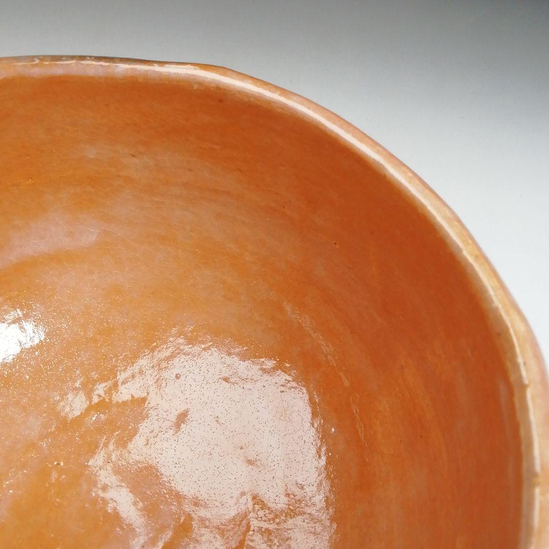 Ｓ８８８　茶碗　『波ノ文』『勅題　赤楽茶碗』『島荷平 作』　共箱　抹茶碗　茶道具