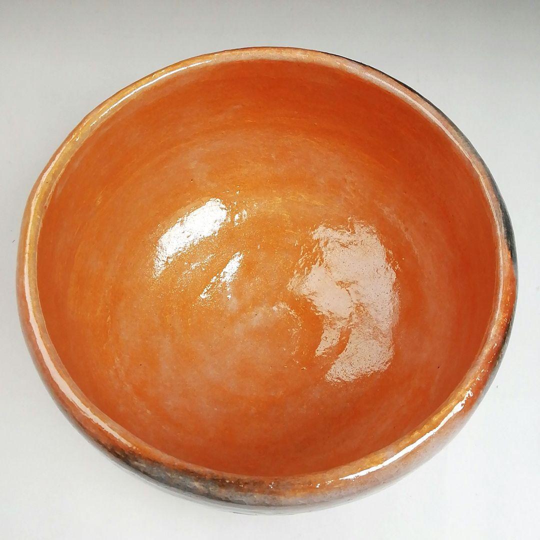 Ｓ８８８　茶碗　『波ノ文』『勅題　赤楽茶碗』『島荷平 作』　共箱　抹茶碗　茶道具