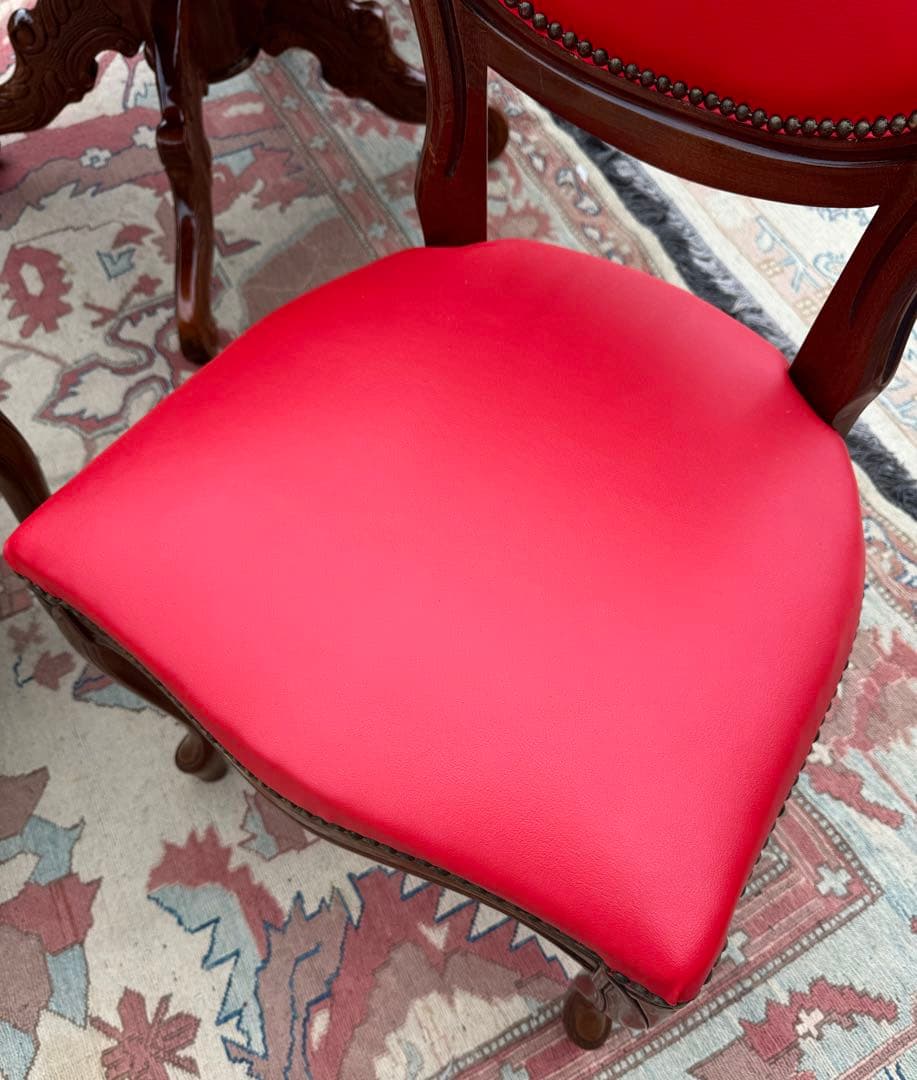 イタリア製 ロココ様式 ダイニング5点セット 象嵌 寄木細工 神戸まで直接引取