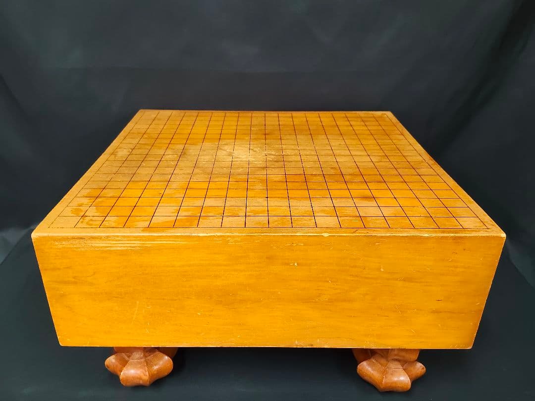 足付碁盤 5寸（厚さ14.5cm）木製 クチナシ型足 へそ有り