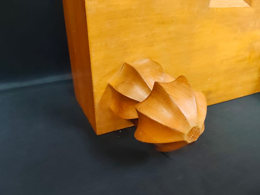 足付碁盤 5寸（厚さ14.5cm）木製 クチナシ型足 へそ有り