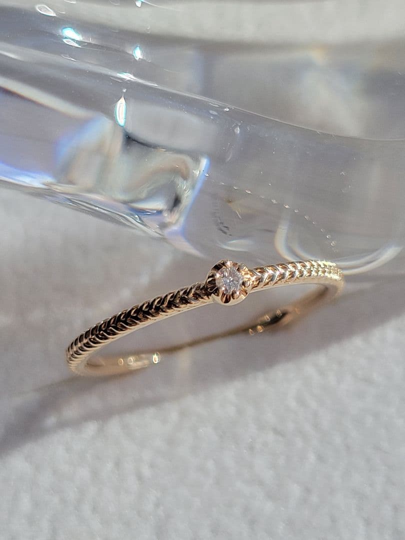 美品★Canal 4℃ K10 YG リング 指輪 ダイヤモンド 縄目