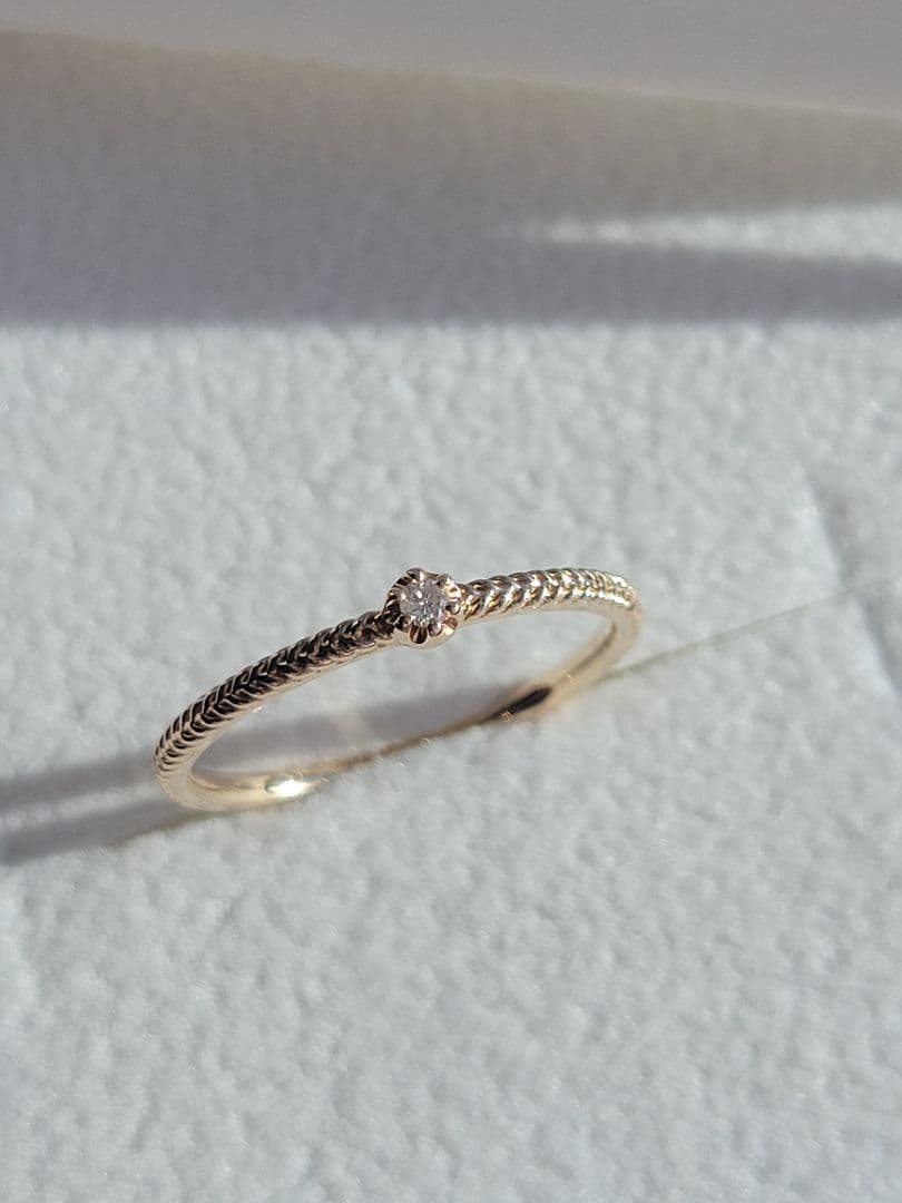 美品★Canal 4℃ K10 YG リング 指輪 ダイヤモンド 縄目