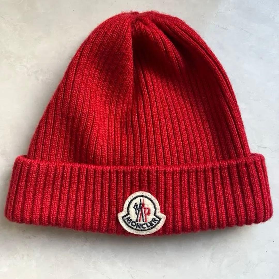 MONCLER モンクレール　レッド ニット帽 ONE SIZE 男女兼用