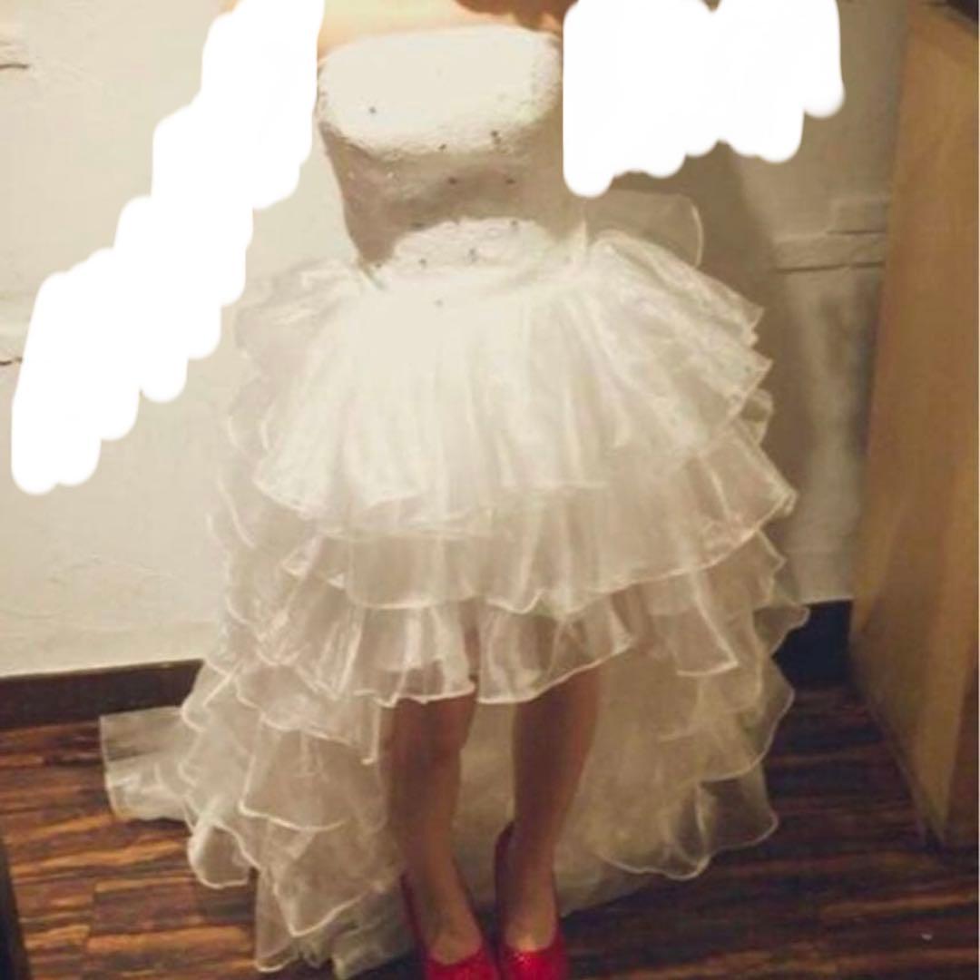 ウェディングドレス　ミニ　前短後長　フィッシュテール