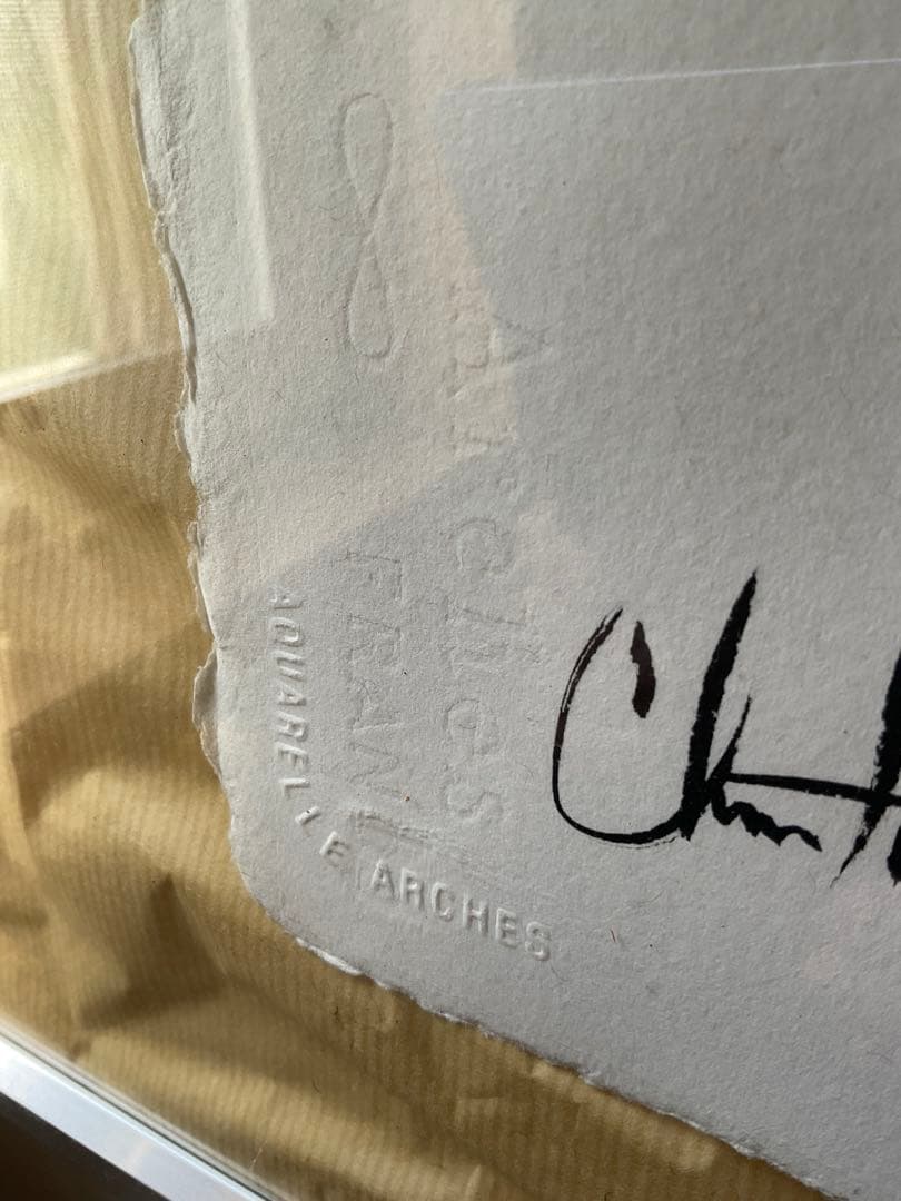 ラッセン 毛筆スケッチ(オリジナル原画)ドローイング　直筆サイン有　イルカの親子