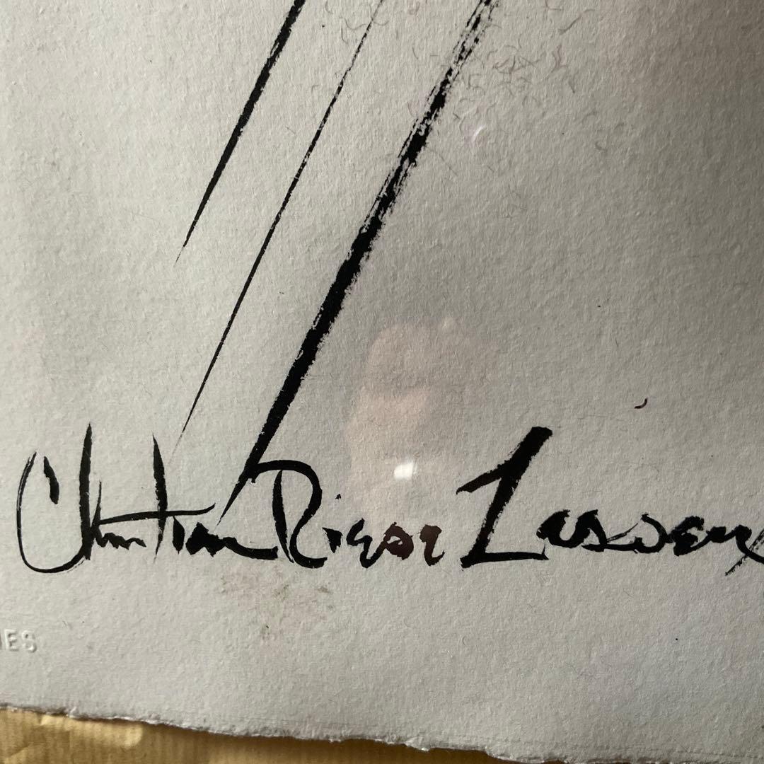 ラッセン 毛筆スケッチ(オリジナル原画)ドローイング　直筆サイン有　イルカの親子