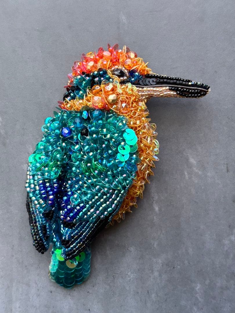 【ミヤコショウビン】ビーズ刺繍ブローチバッグチャーム