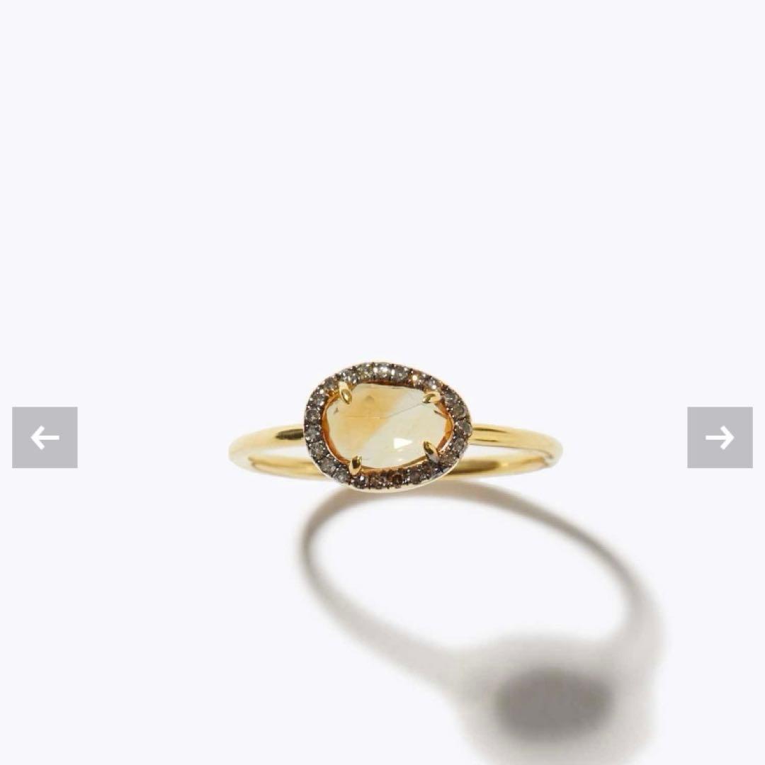 美品ARTIDA OUD ミディアム シトリン パヴェダイヤモンドリング 13号